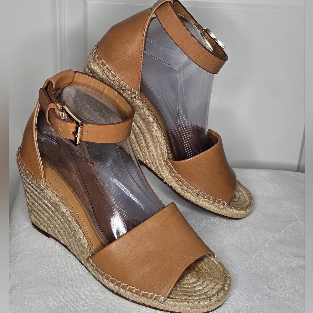 Vince Camuto Leera Espadrille Wedge Sandal Tan 10M